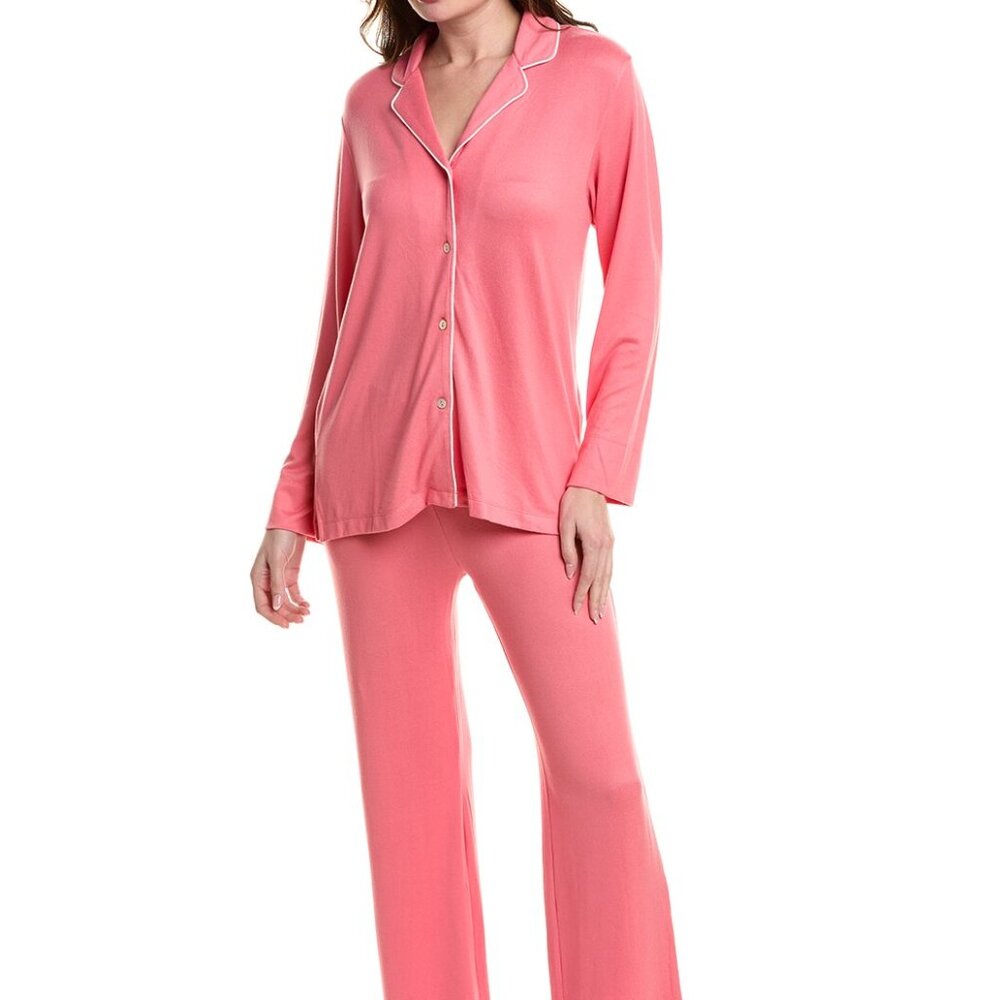NATORI Oasis Pajama Set Long Sleeves in Hot Coral Size XL Brand New w/ Tags NWT